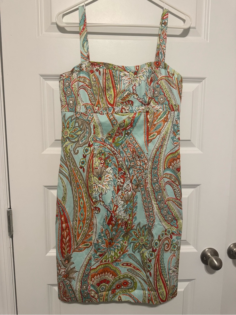 Tommy Bahama Blue Orchid Paisley Square-Neck Silk Lined Cotton Dress NWOT - Picture 2 of 4